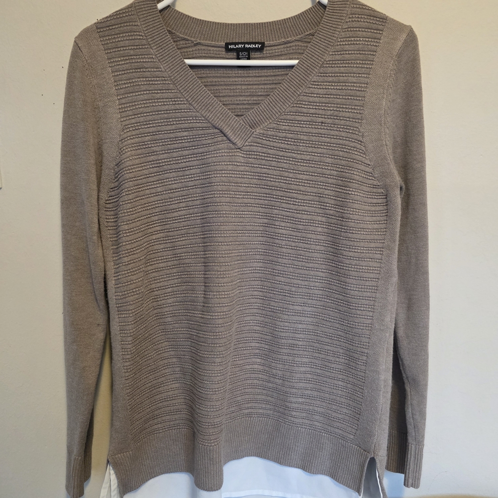 Hilary Radley Beige V-Neck Sweater
